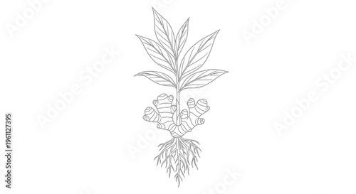 Detailed illustration of a ginseng plant.