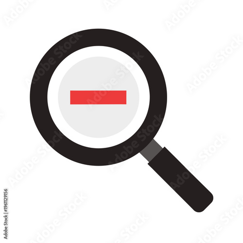 Magnifying glass symbol with minus sign for zoom out function representing reduction and clarity