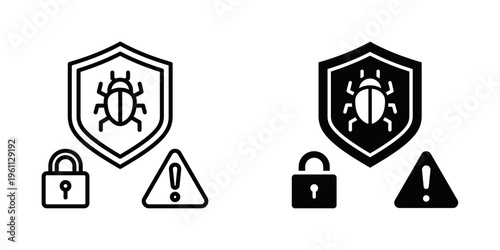 Malware Protection icon set with style outline and solid. vector simple elements for design and presentation.