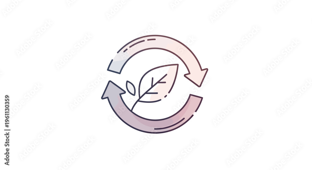 Fototapeta premium Leaf with circular arrows eco symbol.