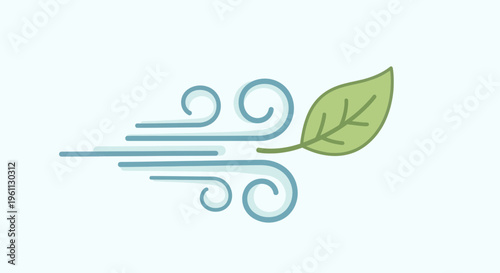 Green leaf blowing in wind.