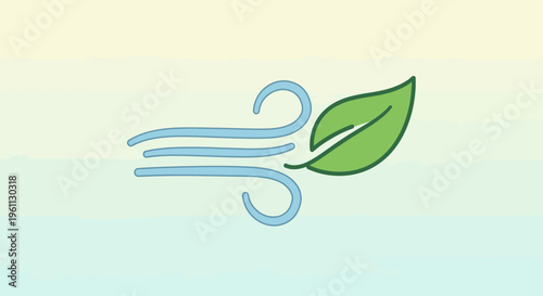 Leaf with wind blowing icon.