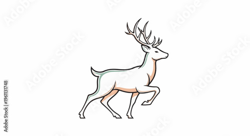 Stylized white deer with large antlers and light coloring