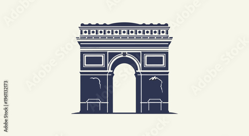 Stylized silhouette of a grand triumphal arch with intricate architectural details