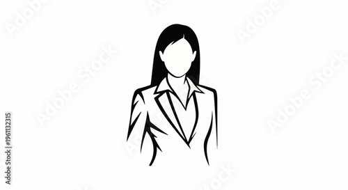 Stylized sketch of a woman in a suit jacket