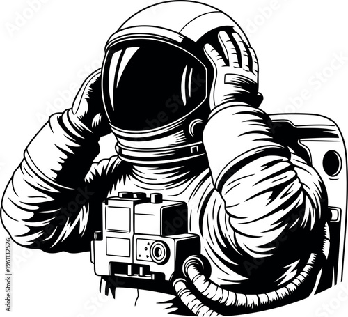 Astronaut Celebrating Victory With Arms Raised In Space Suit