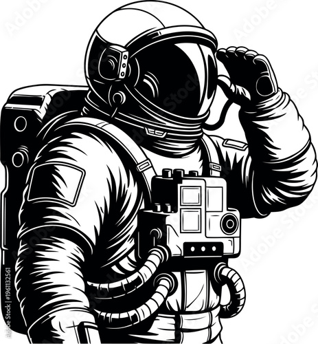 Astronaut Celebrating Victory With Arms Raised In Space Suit