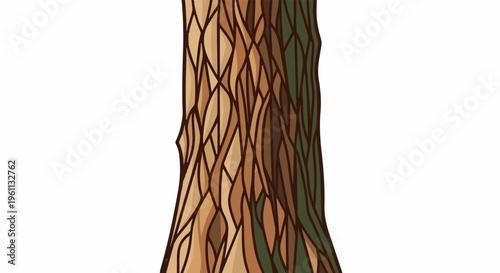 Stylized illustration of a rough tree trunk with textured bark