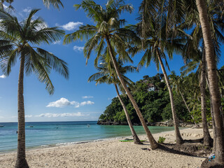 Deken met foto Palmboom Boracay wit strand palmen turquoise zee  © BestTravelPhotos