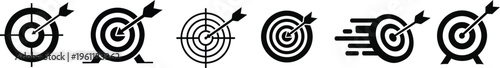 Collection of archery targets with arrows