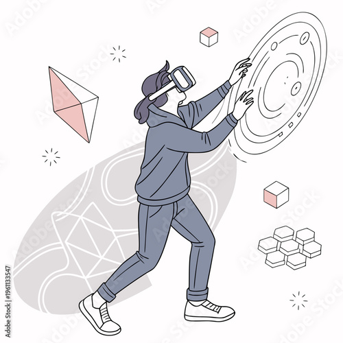 A man wearing virtual reality goggles