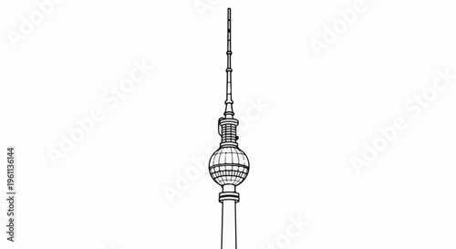 Tall, slender tower with a spherical mid-section and a pointed spire