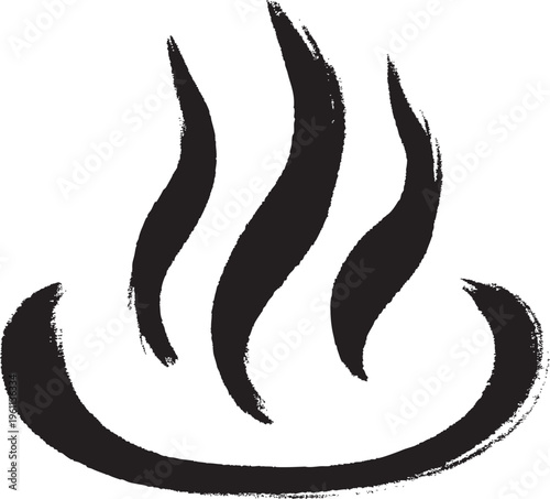 手描き温泉マークアイコン　黒　筆タッチ　Adobe Illustrator Artwork