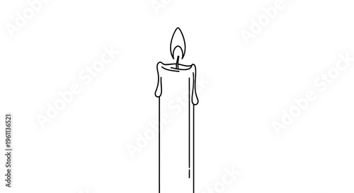 candle, burning candle, flame, vector icon, line art