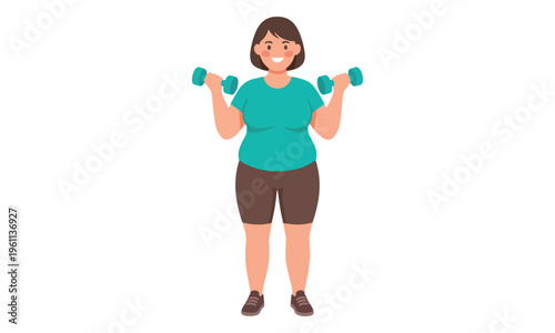 Plus Size Woman Lifting Dumbbells Exercise Illustration
