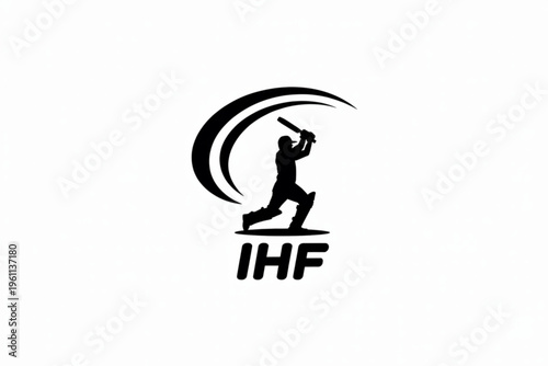 Black silhouette logo featuring a cricket batsman in action with the text ihf positioned below Vector