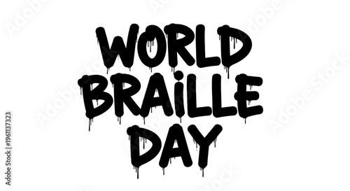 World Braille Day, braille text, awareness symbol, accessibility logo, vector graphic