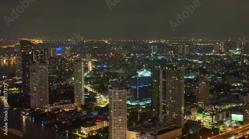 24 March 2026 Night views of  BKK viewed from Lebua Building State Tower with views of BKK city buildings illuminated in the background in BKK Bangkok Thailand Thai