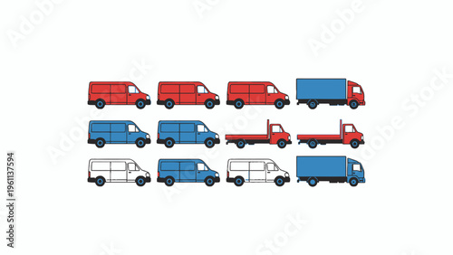 Delivery truck and van icons set for logistics and shipping