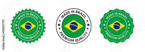 Brazil Made Premium Quality Badge Seal Collection Vector Labels