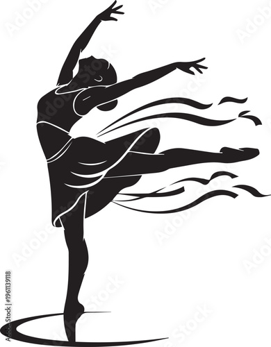 Dancer in motion with dynamic lines and silhouette
