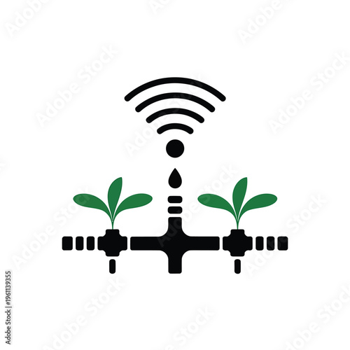Smart agriculture concept a wireless connection nurturing growing plants