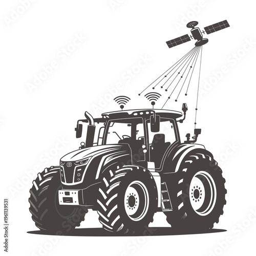 Modern tractor with satellite connection technology advancing agricultural practices