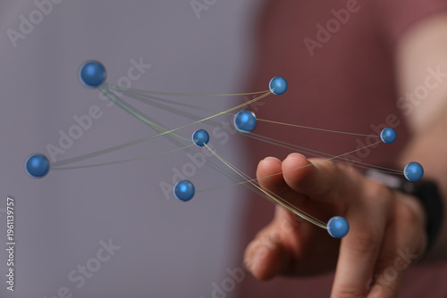 Abstract network of lines a...