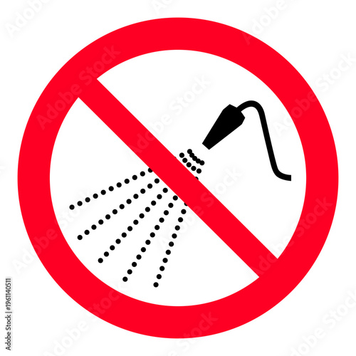Prohibition sign for do not spray with water ISO 7010 P016