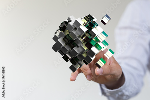Hand holding a futuristic c...