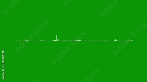 White flow sound line, audio spectrum visualizer, green background 4k, music beat, digital frequency animation, voice record signal, minimalist waveform animation overlay.