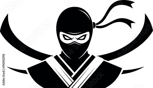 Black ninja warrior with a serious expression