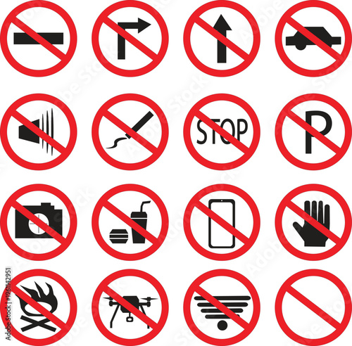 Prohibited signs and symbols icons.