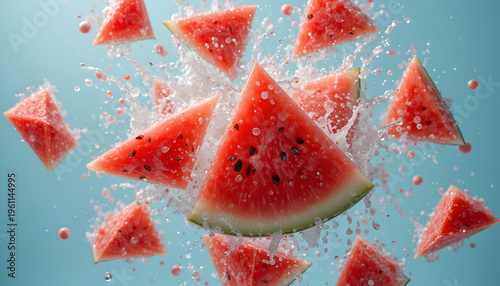 Floating Watermelon Slices with Splash – Creative Summer Design