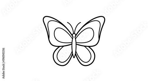 Simple black line butterfly drawing.