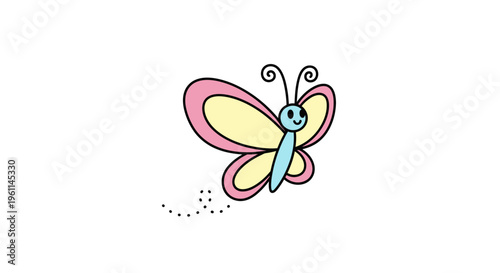 Colorful Butterfly With Pink Wings.