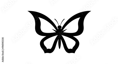 Black Butterfly Silhouette Icon Graphic.