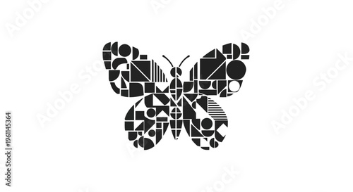 Black Butterfly Mosaic Art Design.