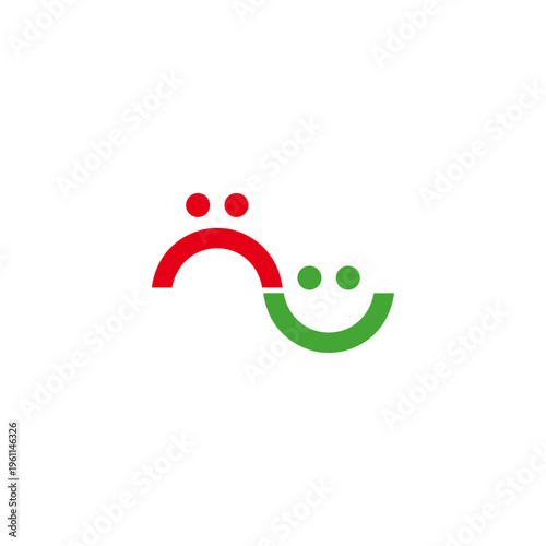 Sad happy face logo icon flat vector design