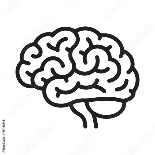 Vector graphic illustration of a human brain in a simple line design