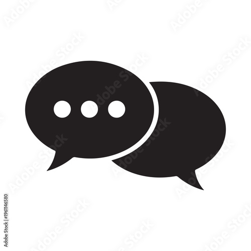 Black vector illustration of two chat bubbles in a conversation