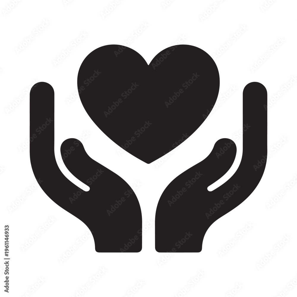 Obraz premium Vector graphic illustration of hands cradling a heart symbol