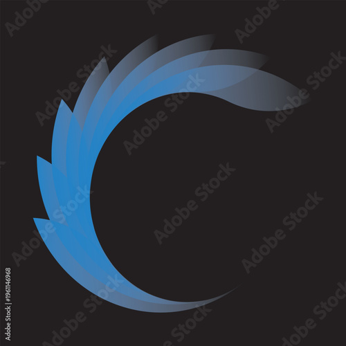 Blue dynamic swirl motion graphic design element