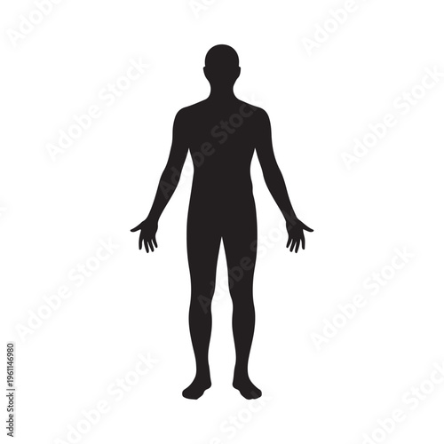 Vector illustration of a human silhouette standing with arms outstretched