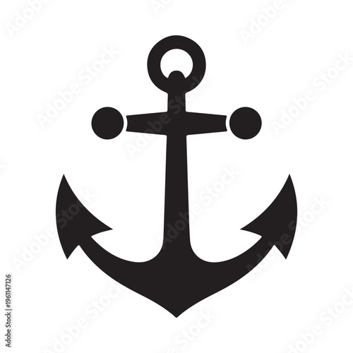 Black anchor symbol vector graphic illustration design element