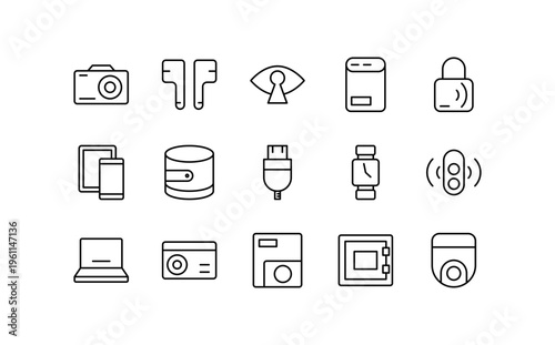 Gadget and Smart Device line icons vector illustration.