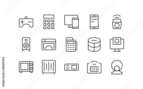 Gadget and Smart Device vector icon set. Editable stroke