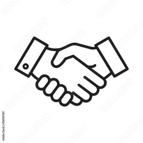 Vector graphic illustration of two hands shaking in a firm handshake