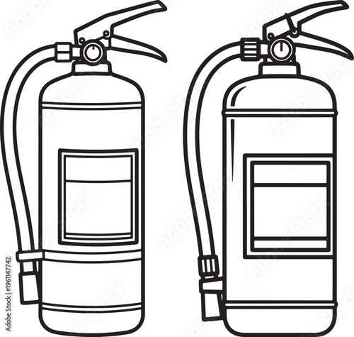 Fire extinguisher icons, vector graphics for safety, emergency, or fire prevention, White Background