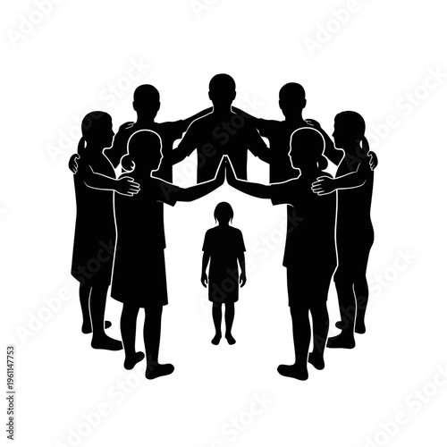 Diverse group of people holding hands.